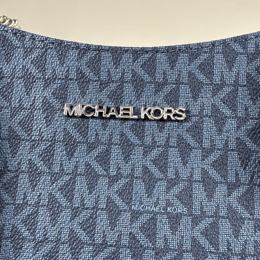 NWT Michael Kors Jet Set Travel Large Chain Shoulder Tote Bag Navy Multi Charity - Picture 6 of 16